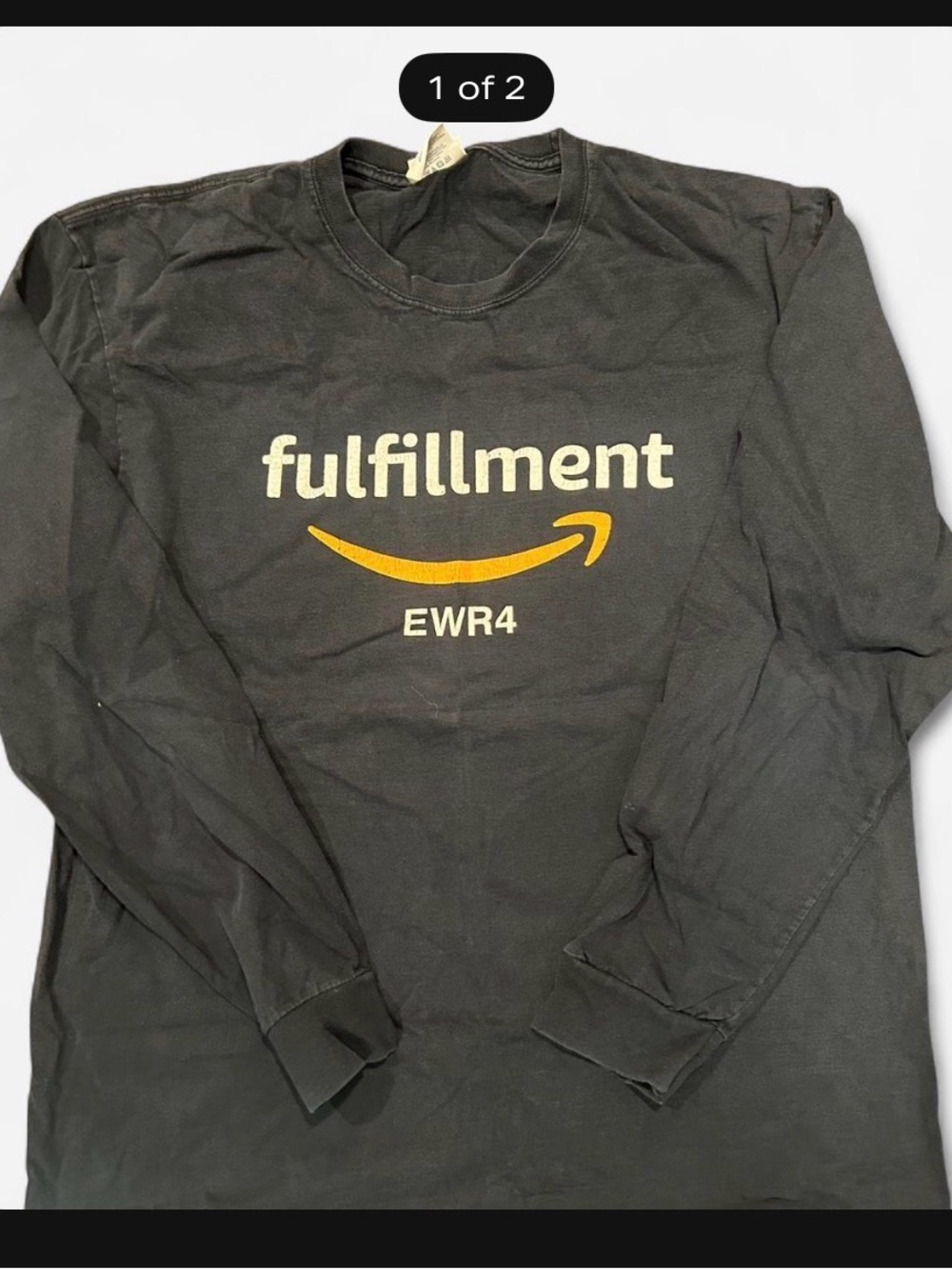 Amazon Black Long Sleeve Crewneck with Yellow Fulfillment Logo